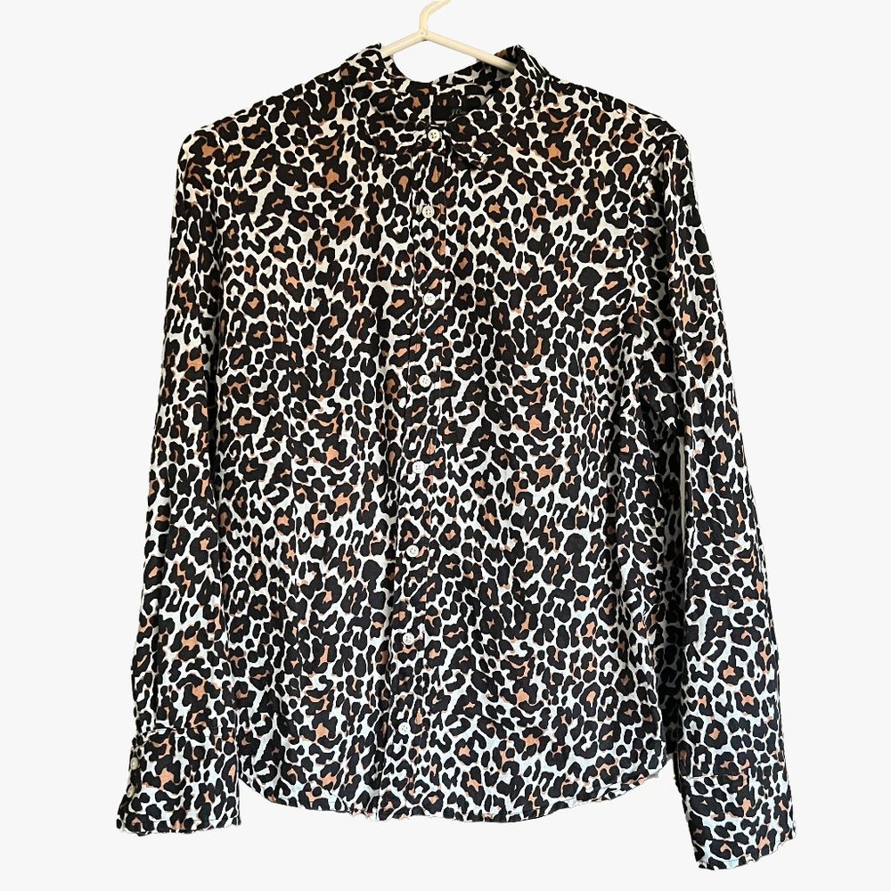 J. Crew • leopard-print button-down‎ blouse